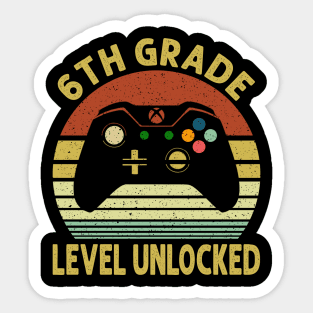 6th Grade Level Unlocked First Day of School Video Gamer Sticker